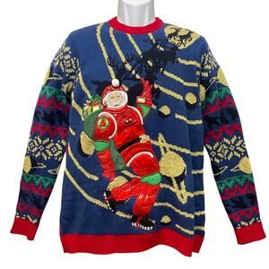 Celebrate Together Space Santa Claus Astronaut Ugly Christmas Sweater Large